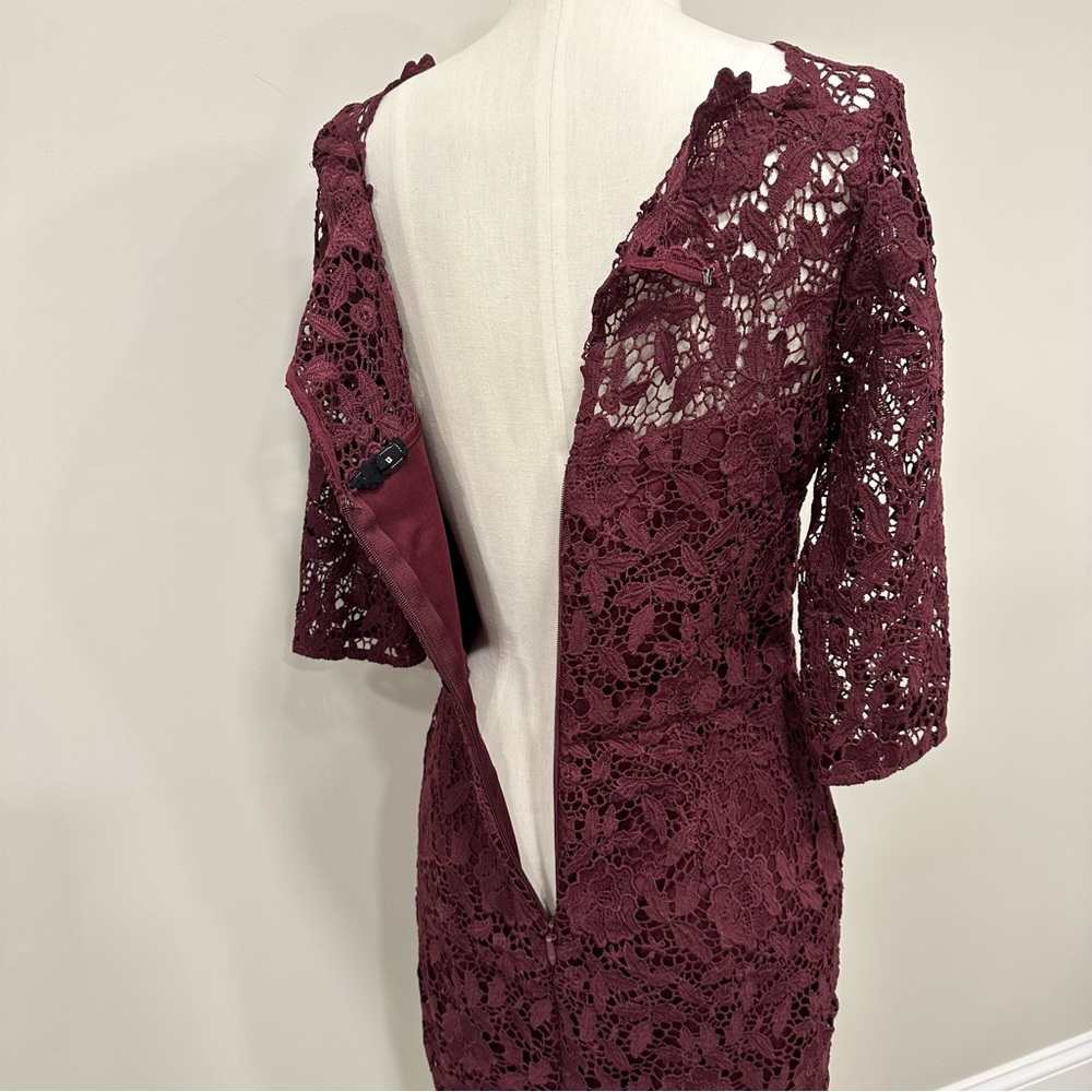 SOIEBLU Sangria Wine Floral-Lace Three-Quarter Sleeve Dress Size Medium - Picture 5 of 16